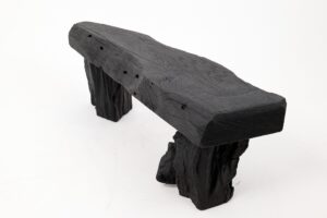 Jownik - Charred Wood Bench with Sculpted Trunk Legs, gallery view 7