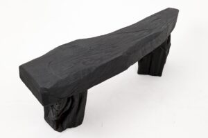 Jownik - Charred Wood Bench with Sculpted Trunk Legs, gallery view 9