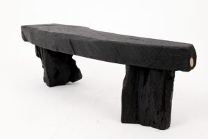 Jownik - Charred Wood Bench with Sculpted Trunk Legs, gallery view 12