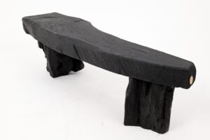 Jownik - Charred Wood Bench with Sculpted Trunk Legs, gallery view 13