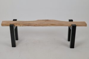 Jownik - Live-Edge Wood Bench with Charred Black Legs, main view