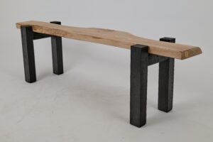 Jownik - Live-Edge Wood Bench with Charred Black Legs, gallery view 3