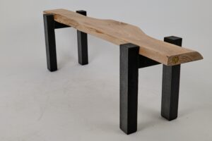 Jownik - Live-Edge Wood Bench with Charred Black Legs, gallery view 4