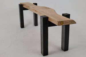 Jownik - Live-Edge Wood Bench with Charred Black Legs, gallery view 7