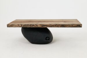 Jownik, Stone-Base Coffee Table – Floating Form on Blackened Balance, gallery view 2