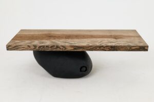 Jownik, Stone-Base Coffee Table – Floating Form on Blackened Balance, gallery view 3