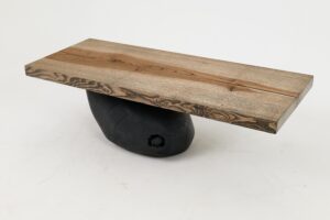 Jownik, Stone-Base Coffee Table – Floating Form on Blackened Balance, gallery view 5