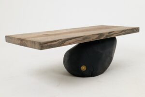 Jownik, Stone-Base Coffee Table – Floating Form on Blackened Balance, gallery view 12
