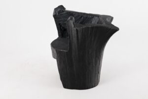 Brutalist Sculptural Armchair, Solid Burnt Oak Wood, Organic, Logniture, gallery view 2