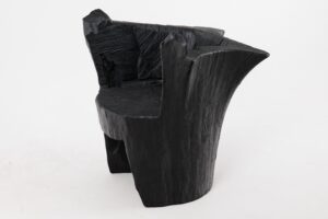 Brutalist Sculptural Armchair, Solid Burnt Oak Wood, Organic, Logniture, gallery view 3