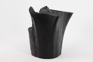 Brutalist Sculptural Armchair, Solid Burnt Oak Wood, Organic, Logniture, gallery view 4