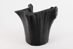 Brutalist Sculptural Armchair, Solid Burnt Oak Wood, Organic, Logniture, gallery view 7