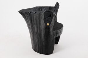 Brutalist Sculptural Armchair, Solid Burnt Oak Wood, Organic, Logniture, gallery view 9