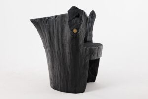 Brutalist Sculptural Armchair, Solid Burnt Oak Wood, Organic, Logniture, gallery view 10