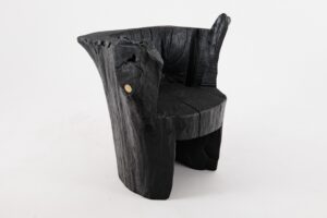Brutalist Sculptural Armchair, Solid Burnt Oak Wood, Organic, Logniture, gallery view 11