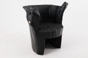 Brutalist Sculptural Armchair, Solid Burnt Oak Wood, Organic, Logniture, gallery view 12
