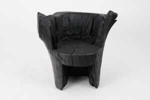 Brutalist Sculptural Armchair, Solid Burnt Oak Wood, Organic, Logniture, gallery view 13