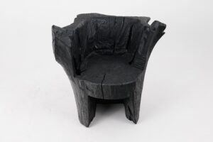 Brutalist Sculptural Armchair, Solid Burnt Oak Wood, Organic, Logniture, gallery view 14