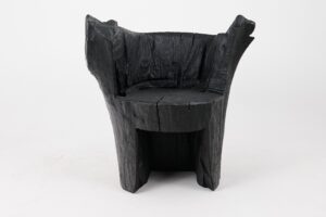Brutalist Sculptural Armchair, Solid Burnt Oak Wood, Organic, Logniture, gallery view 15