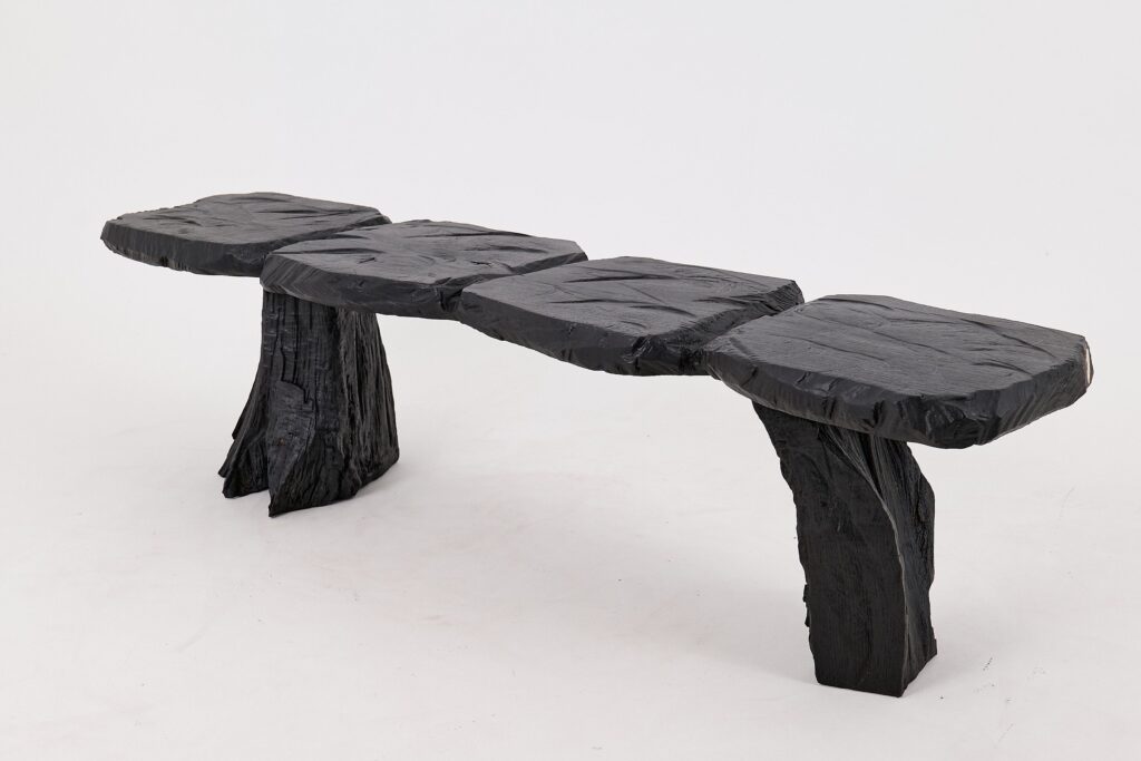 Jownik, Charred Wood Bench - Sculptural Form & Organic Flow
