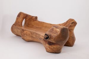 XXL Solid Carved Wood Bench With Raw Organic Form Indoor, & Outdoor, Logniture, gallery view 3