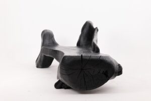XXL Sculptural Charred Wood Bench in Organic Form, Hand-Carved from Solid Log, gallery view 6