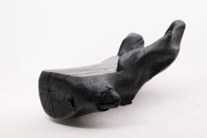 XXL Sculptural Charred Wood Bench in Organic Form, Hand-Carved from Solid Log, gallery view 7