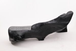 XXL Sculptural Charred Wood Bench in Organic Form, Hand-Carved from Solid Log, gallery view 10