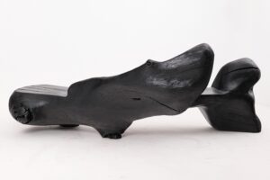 XXL Sculptural Charred Wood Bench in Organic Form, Hand-Carved from Solid Log, gallery view 11