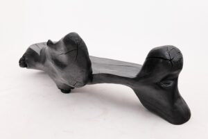 XXL Sculptural Charred Wood Bench in Organic Form, Hand-Carved from Solid Log, gallery view 13