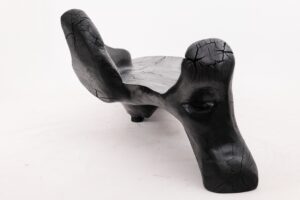 XXL Sculptural Charred Wood Bench in Organic Form, Hand-Carved from Solid Log, gallery view 15