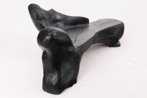 XXL Sculptural Charred Wood Bench in Organic Form, Hand-Carved from Solid Log, gallery view 17