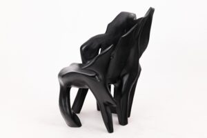 Sculptural Black Charred Wood Armchair in Organic Form by Logniture, gallery view 4