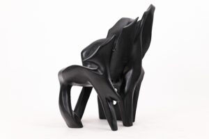 Sculptural Black Charred Wood Armchair in Organic Form by Logniture, gallery view 5
