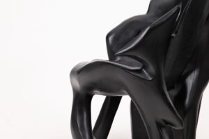 Sculptural Black Charred Wood Armchair in Organic Form by Logniture, gallery view 6