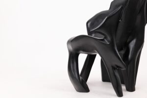 Sculptural Black Charred Wood Armchair in Organic Form by Logniture, gallery view 7