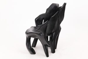 Sculptural Black Charred Wood Armchair in Organic Form by Logniture, gallery view 8