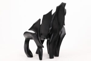 Sculptural Black Charred Wood Armchair in Organic Form by Logniture, gallery view 9