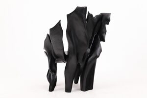 Sculptural Black Charred Wood Armchair in Organic Form by Logniture, gallery view 10