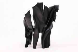 Sculptural Black Charred Wood Armchair in Organic Form by Logniture, gallery view 11