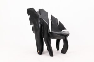 Sculptural Black Charred Wood Armchair in Organic Form by Logniture, gallery view 18