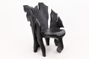 Sculptural Black Charred Wood Armchair in Organic Form by Logniture, gallery view 19