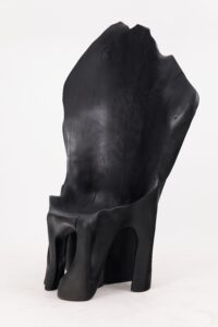 XXL Charred Black Wood Throne Chair in Organic Form by Logniture, gallery view 4