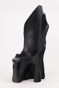 XXL Charred Black Wood Throne Chair in Organic Form by Logniture, gallery view 5