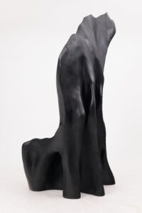 XXL Charred Black Wood Throne Chair in Organic Form by Logniture, gallery view 6