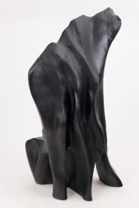 XXL Charred Black Wood Throne Chair in Organic Form by Logniture, gallery view 7
