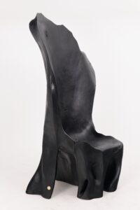 XXL Charred Black Wood Throne Chair in Organic Form by Logniture, gallery view 17