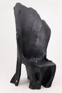 XXL Charred Black Wood Throne Chair in Organic Form by Logniture, gallery view 18