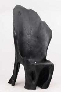 XXL Charred Black Wood Throne Chair in Organic Form by Logniture, gallery view 20