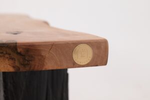 Live Edge Solid Wood Bench with Charred Legs, Organic Modern by Logniture, gallery view 17